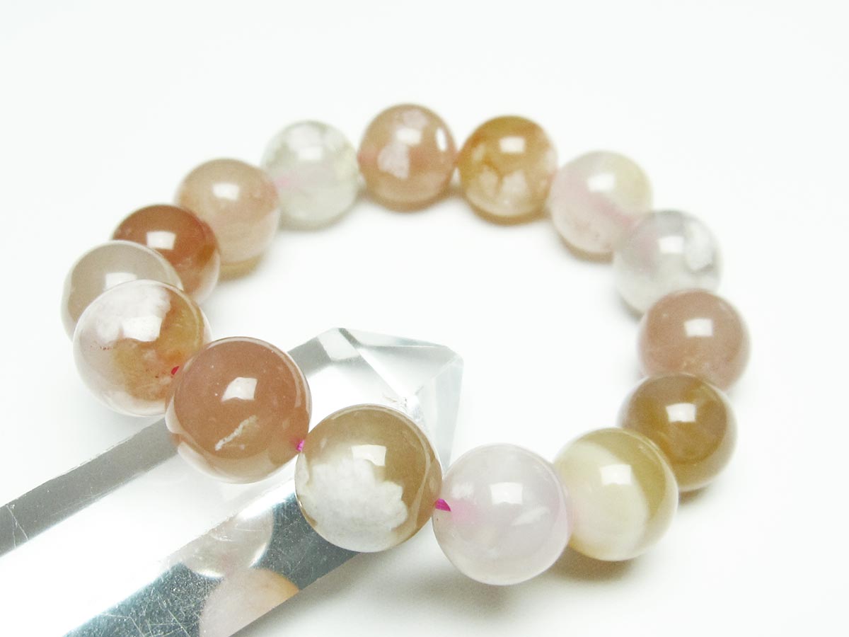 チェリーブロッサムアゲート ブレスレット 桜瑪瑙 14mm メール便可 [M便 1/10] 111-26456