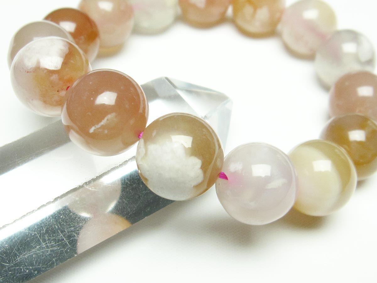 チェリーブロッサムアゲート ブレスレット 桜瑪瑙 14mm メール便可 [M便 1/10] 111-26456