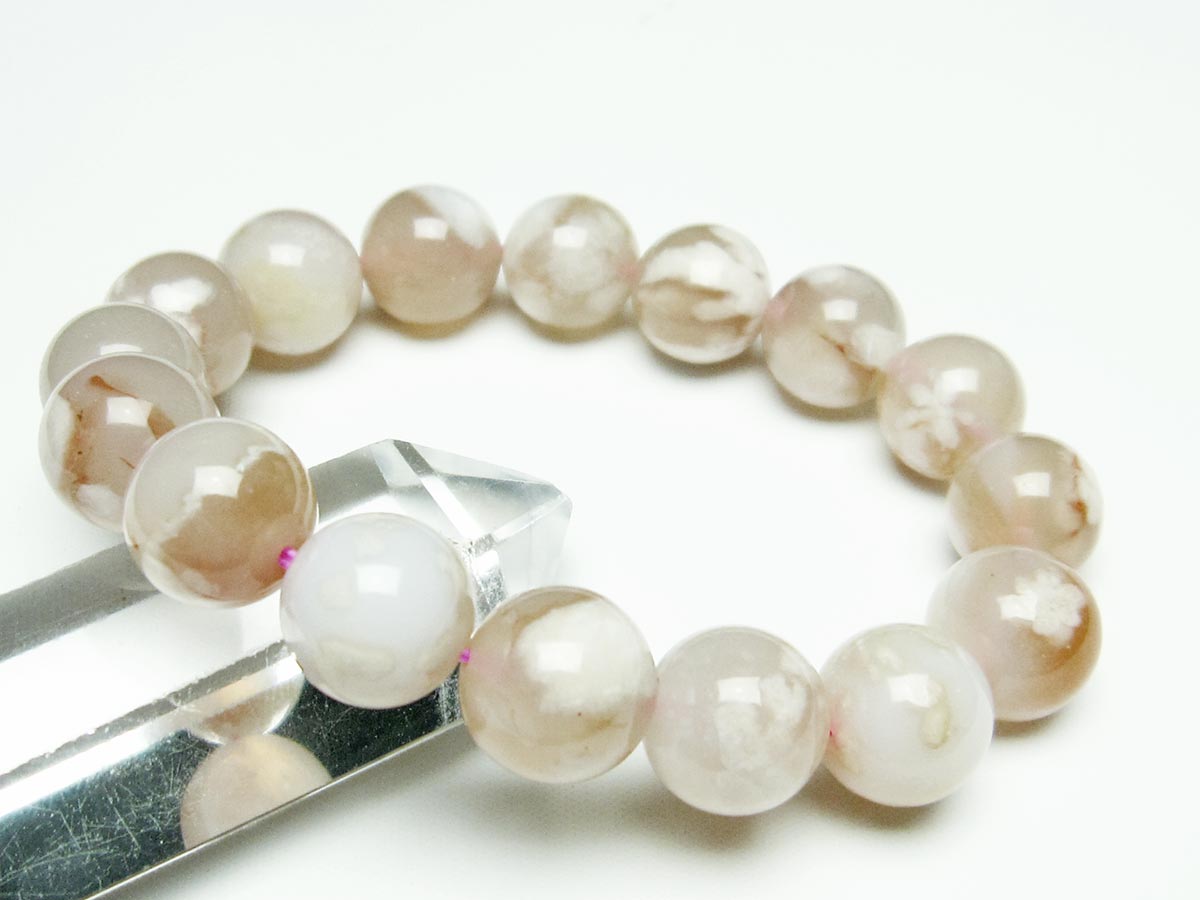チェリーブロッサムアゲート ブレスレット 桜瑪瑙 14mm メール便可 [M便 1/10] 111-26457