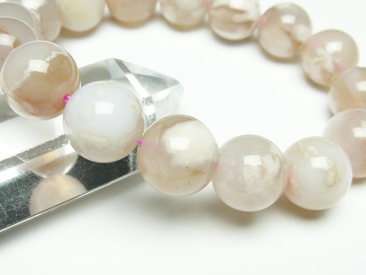 チェリーブロッサムアゲート ブレスレット 桜瑪瑙 14mm メール便可 [M便 1/10] 111-26457