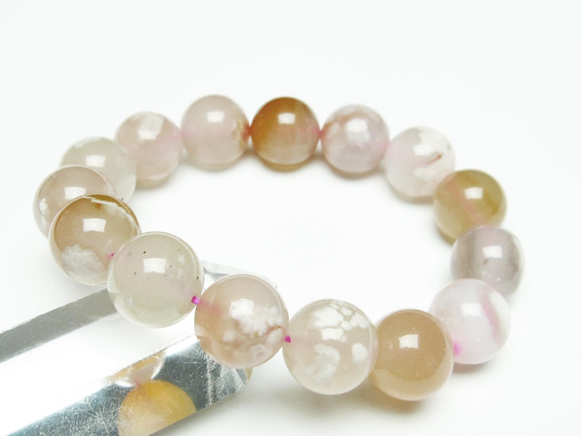 チェリーブロッサムアゲート ブレスレット 桜瑪瑙 14mm メール便可 [M便 1/10] 111-26458