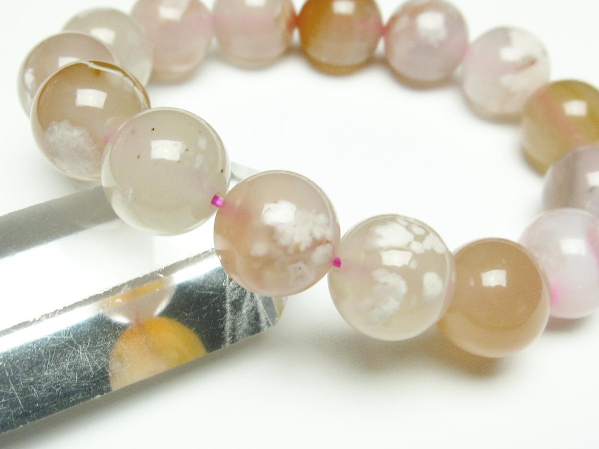 チェリーブロッサムアゲート ブレスレット 桜瑪瑙 14mm メール便可 [M便 1/10] 111-26458