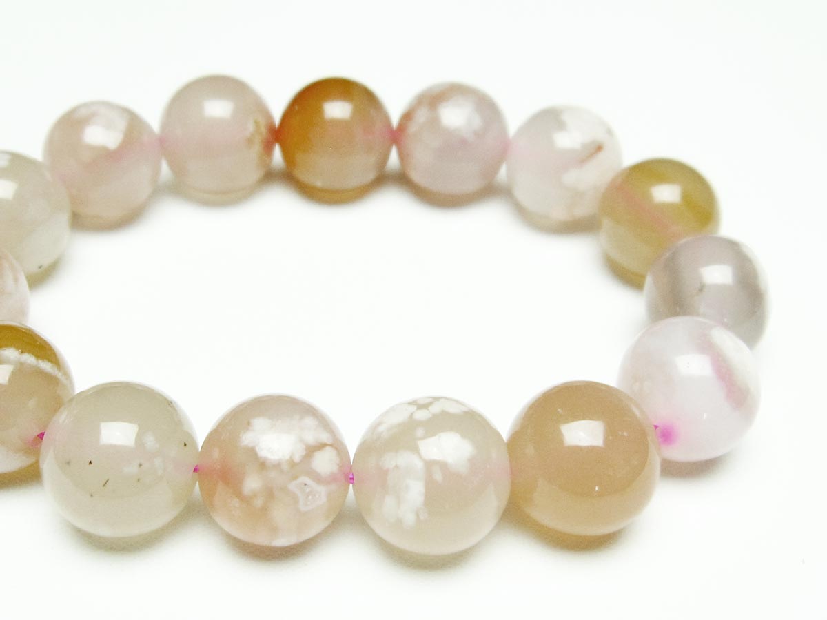 チェリーブロッサムアゲート ブレスレット 桜瑪瑙 14mm メール便可 [M便 1/10] 111-26458