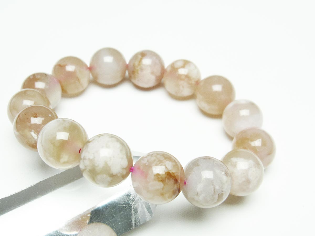 チェリーブロッサムアゲート ブレスレット 桜瑪瑙 14mm メール便可 [M便 1/10] 111-26459