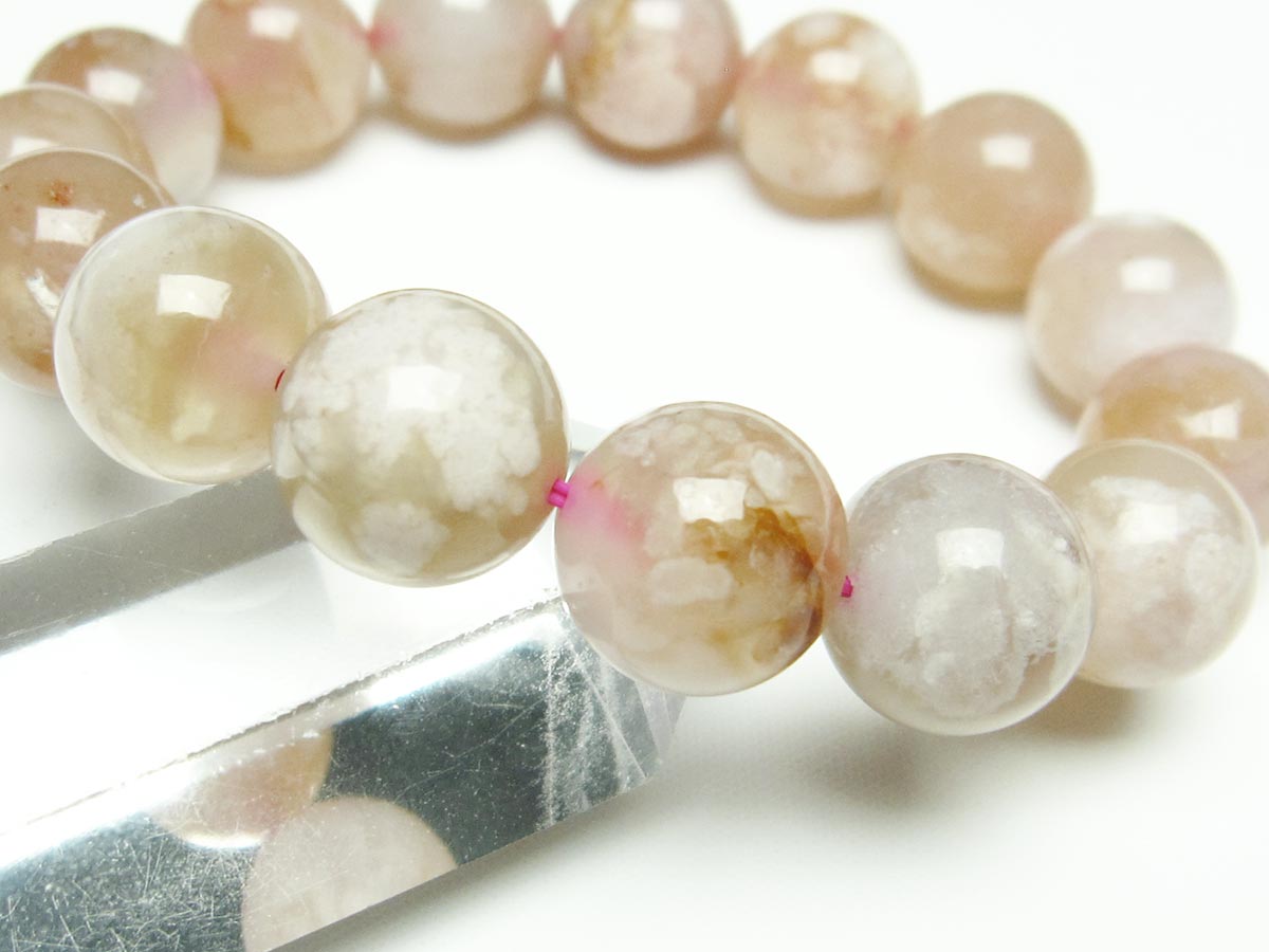 チェリーブロッサムアゲート ブレスレット 桜瑪瑙 14mm メール便可 [M便 1/10] 111-26459