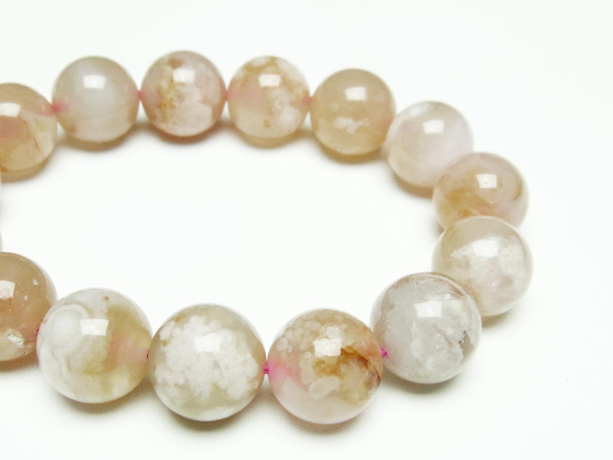 チェリーブロッサムアゲート ブレスレット 桜瑪瑙 14mm メール便可 [M便 1/10] 111-26459
