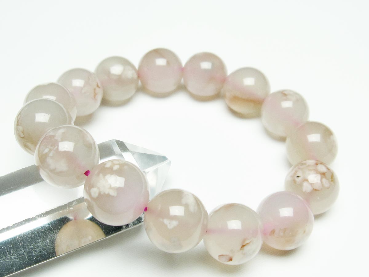 チェリーブロッサムアゲート ブレスレット 桜瑪瑙 15mm メール便可 [M便 1/10] 111-26460