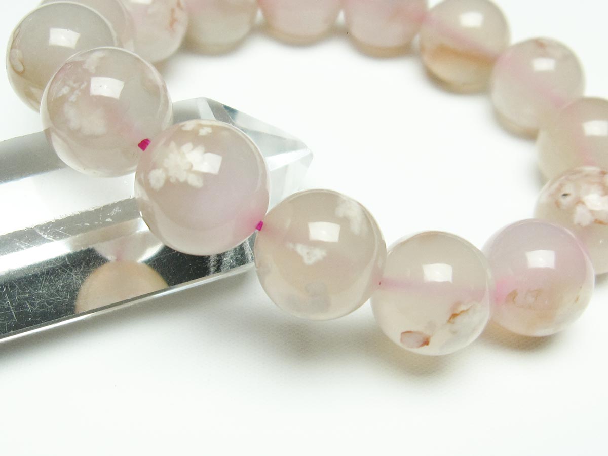 チェリーブロッサムアゲート ブレスレット 桜瑪瑙 15mm メール便可 [M便 1/10] 111-26460