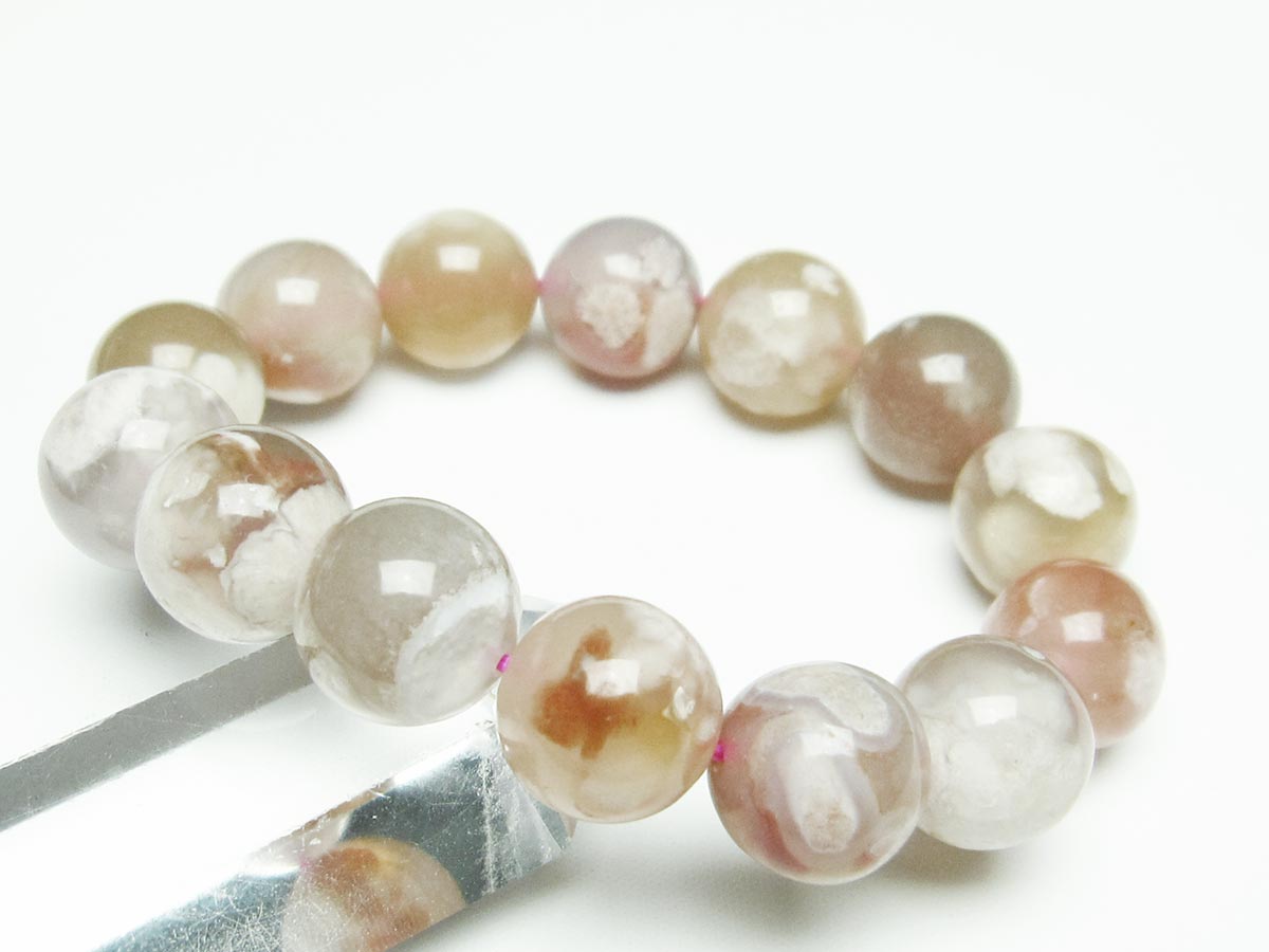チェリーブロッサムアゲート ブレスレット 桜瑪瑙 15mm メール便可 [M便 1/10] 111-26461