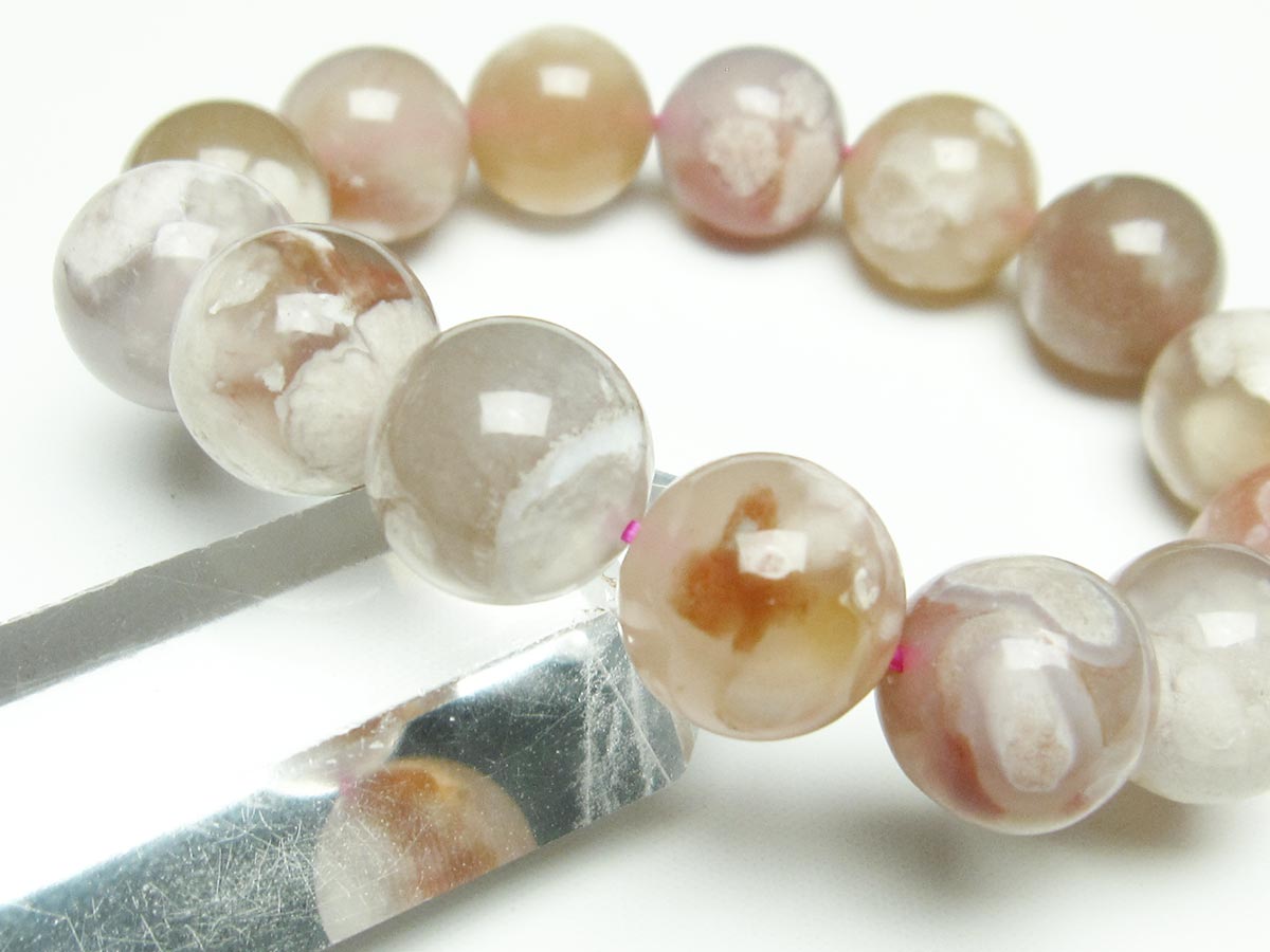 チェリーブロッサムアゲート ブレスレット 桜瑪瑙 15mm メール便可 [M便 1/10] 111-26461