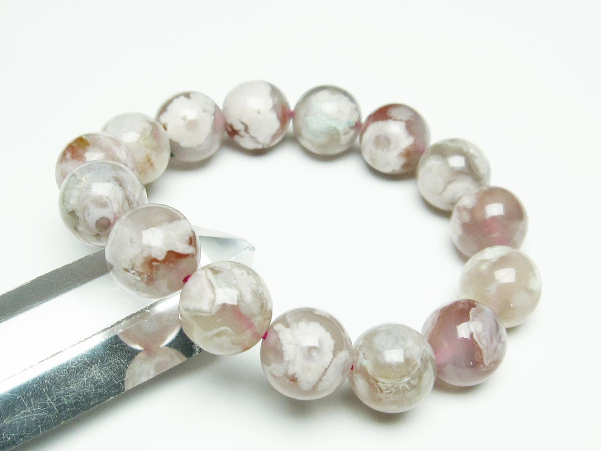 チェリーブロッサムアゲート ブレスレット 桜瑪瑙 14mm メール便可 [M便 1/10] 111-26463