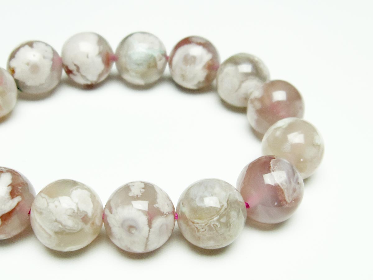 チェリーブロッサムアゲート ブレスレット 桜瑪瑙 14mm メール便可 [M便 1/10] 111-26463