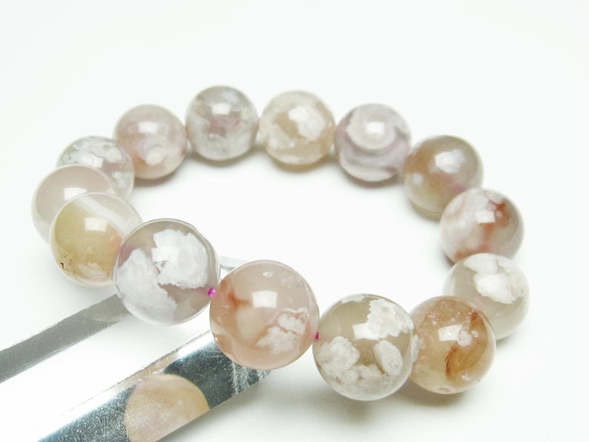チェリーブロッサムアゲート ブレスレット 桜瑪瑙 15mm メール便可 [M便 1/10] 111-26464