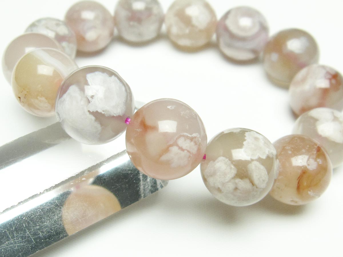 チェリーブロッサムアゲート ブレスレット 桜瑪瑙 15mm メール便可 [M便 1/10] 111-26464