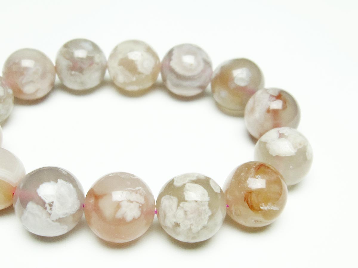 チェリーブロッサムアゲート ブレスレット 桜瑪瑙 15mm メール便可 [M便 1/10] 111-26464