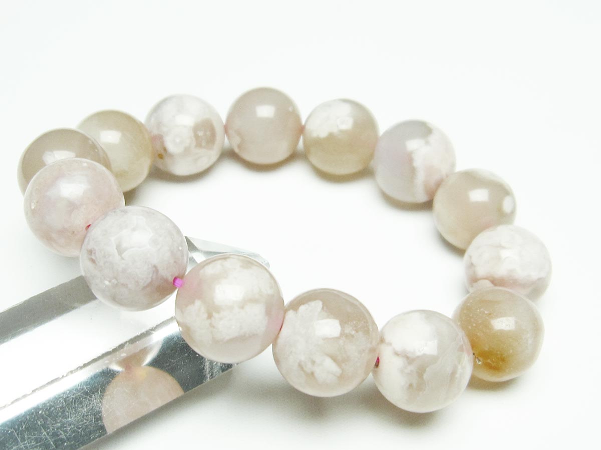 チェリーブロッサムアゲート ブレスレット 桜瑪瑙 15mm メール便可 [M便 1/10] 111-26465