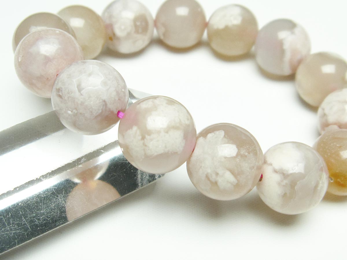 チェリーブロッサムアゲート ブレスレット 桜瑪瑙 15mm メール便可 [M便 1/10] 111-26465