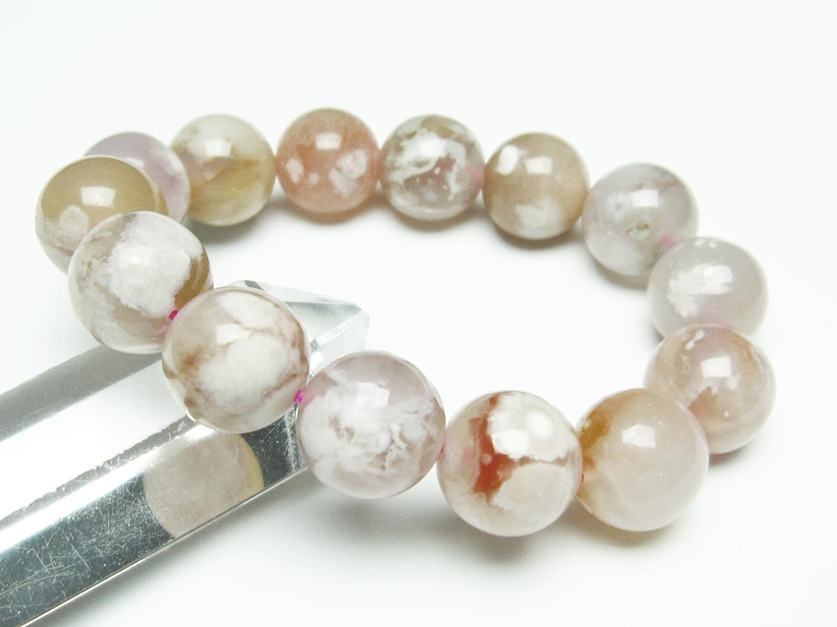 チェリーブロッサムアゲート ブレスレット 桜瑪瑙 15mm メール便可 [M便 1/10] 111-26466