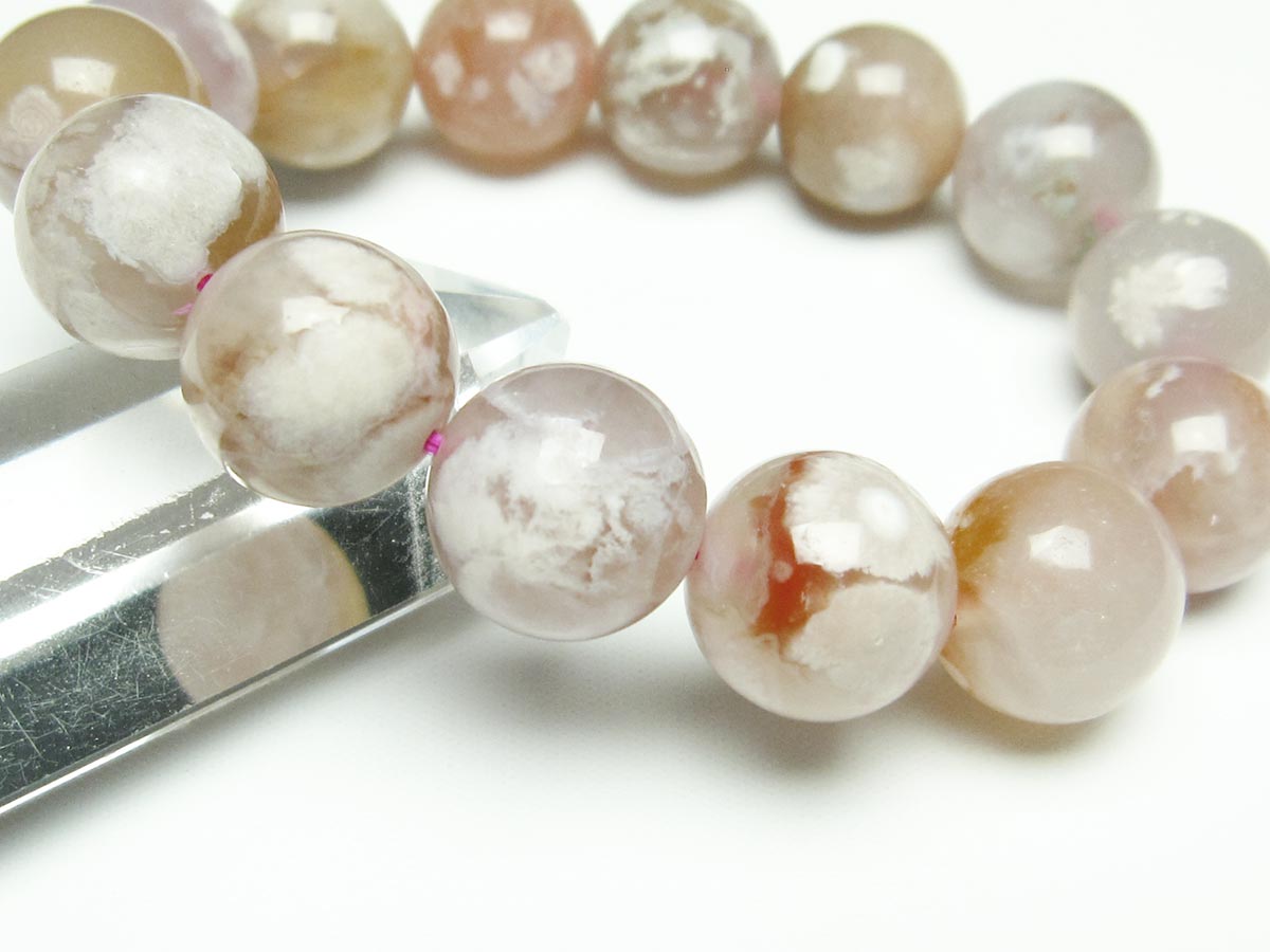 チェリーブロッサムアゲート ブレスレット 桜瑪瑙 15mm メール便可 [M便 1/10] 111-26466
