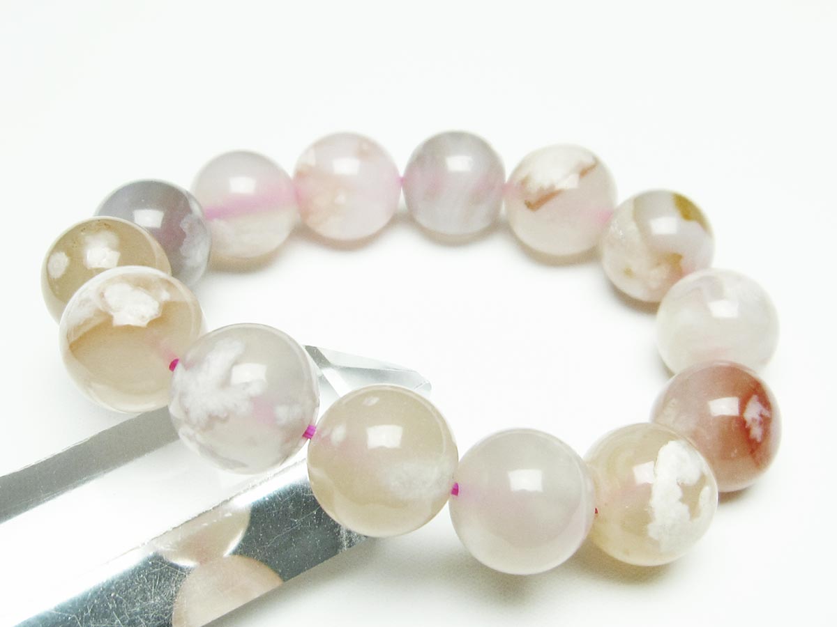 チェリーブロッサムアゲート ブレスレット 桜瑪瑙 15mm メール便可 [M便 1/10] 111-26467