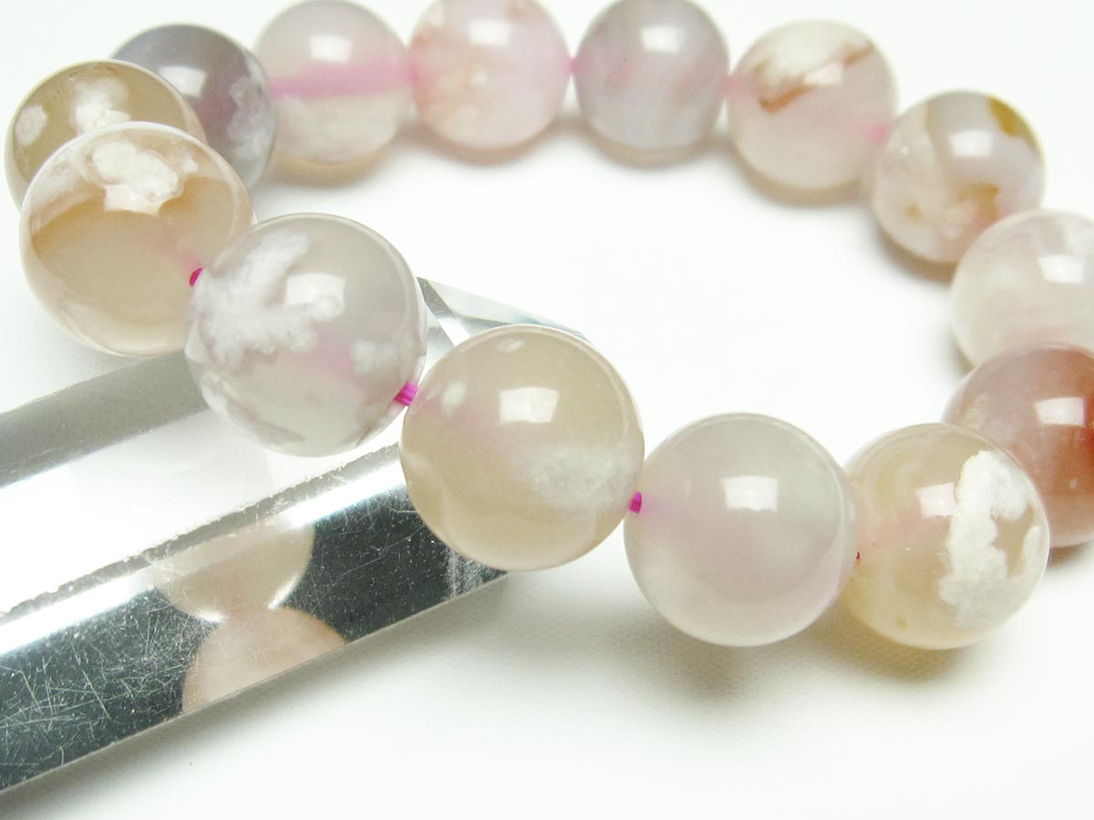 チェリーブロッサムアゲート ブレスレット 桜瑪瑙 15mm メール便可 [M便 1/10] 111-26467