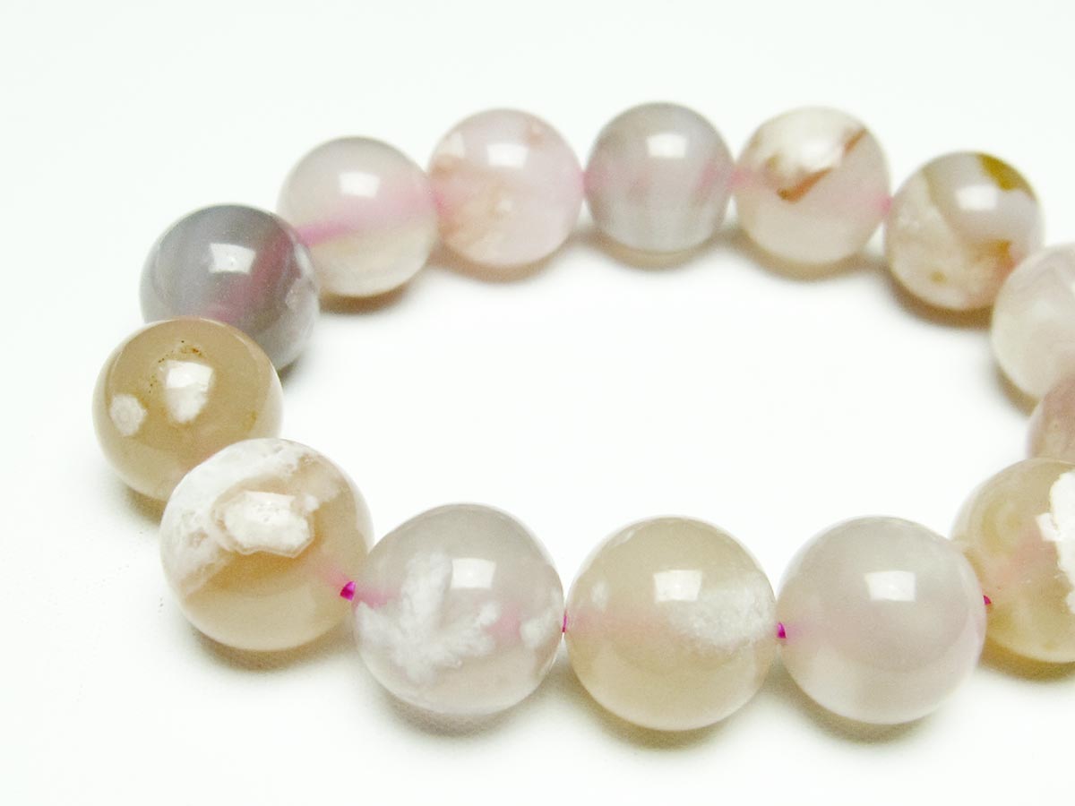 チェリーブロッサムアゲート ブレスレット 桜瑪瑙 15mm メール便可 [M便 1/10] 111-26467