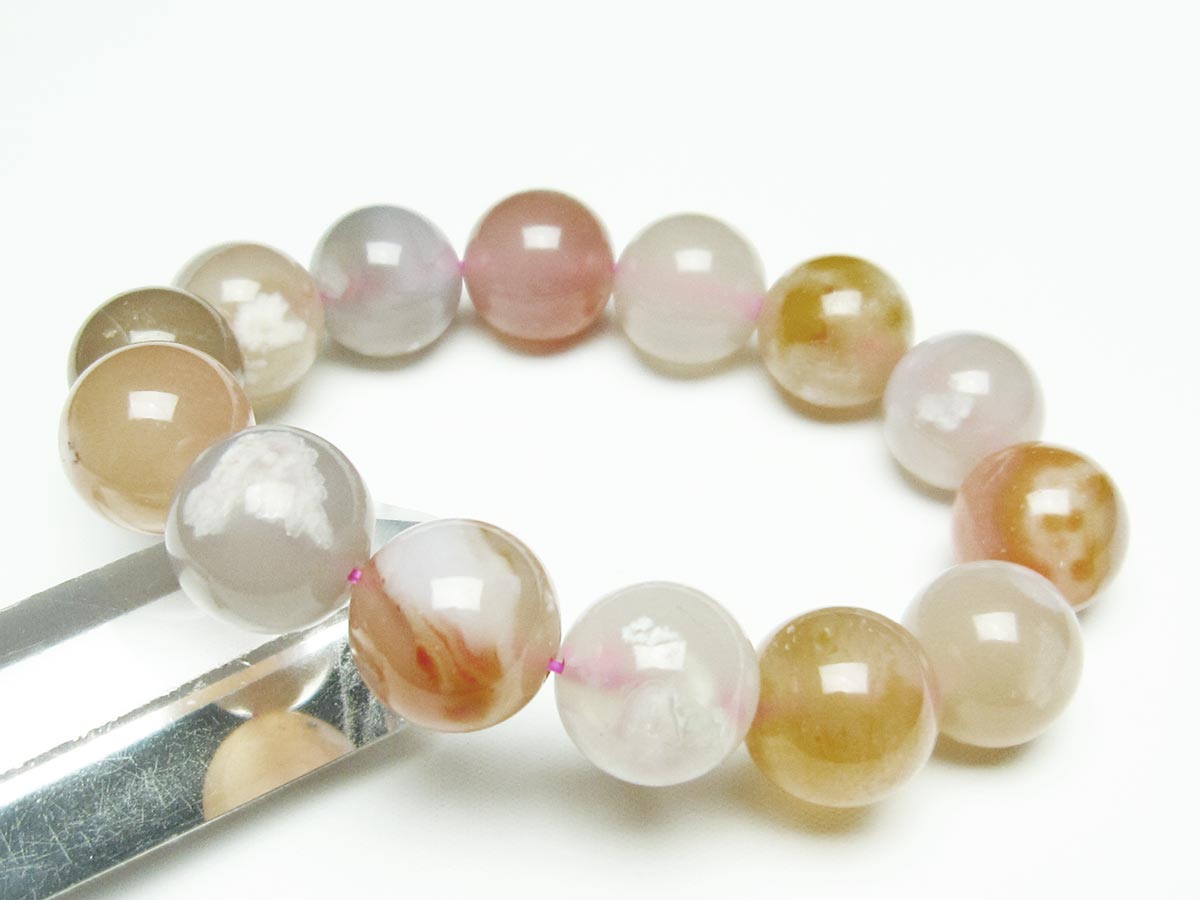 チェリーブロッサムアゲート ブレスレット 桜瑪瑙 16mm メール便可 [M便 1/10] 111-26469