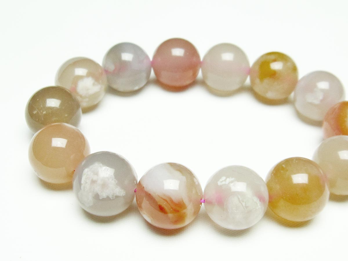 チェリーブロッサムアゲート ブレスレット 桜瑪瑙 16mm メール便可 [M便 1/10] 111-26469
