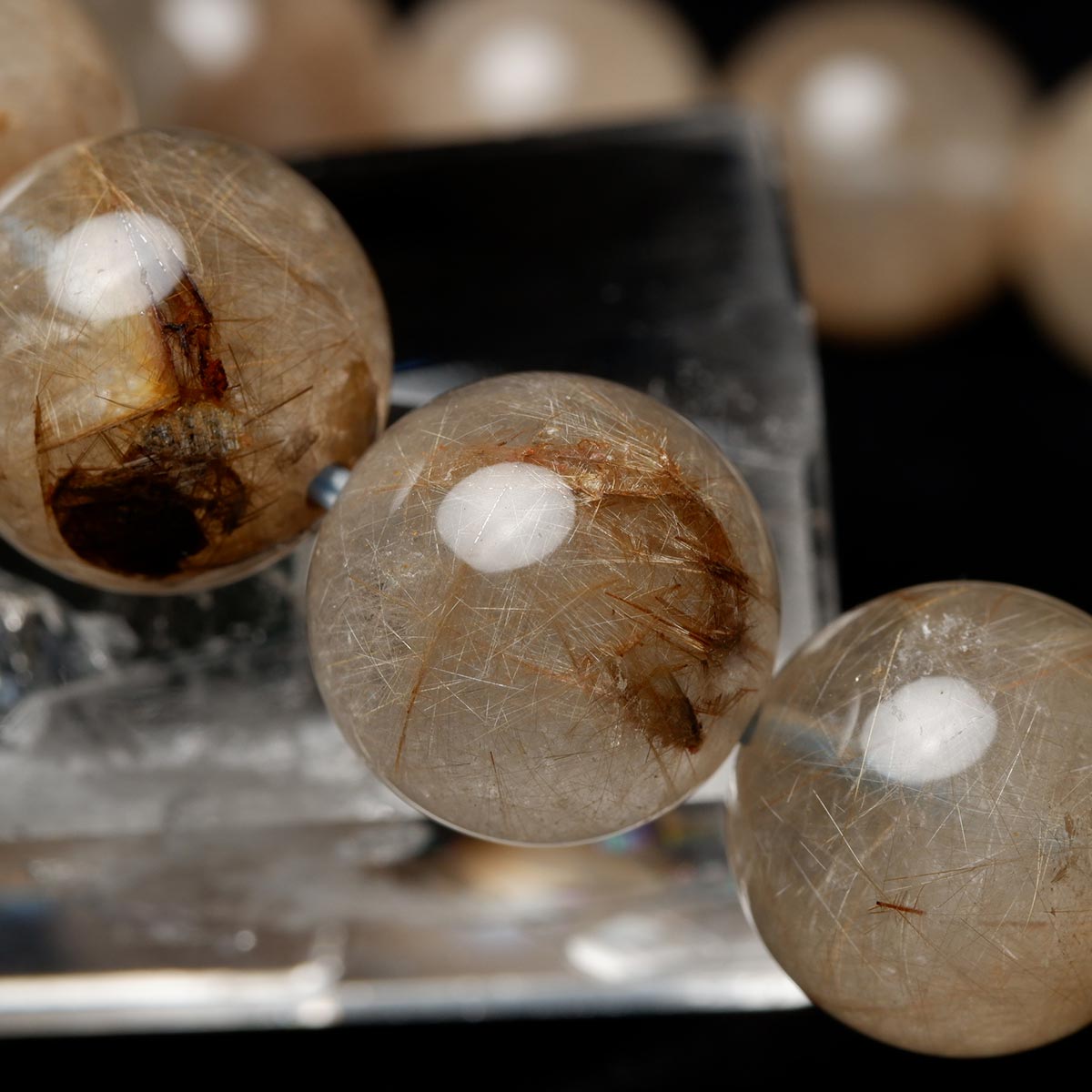 プラチナルチルクォーツ ブレスレット 13mm 一点物  111-29757