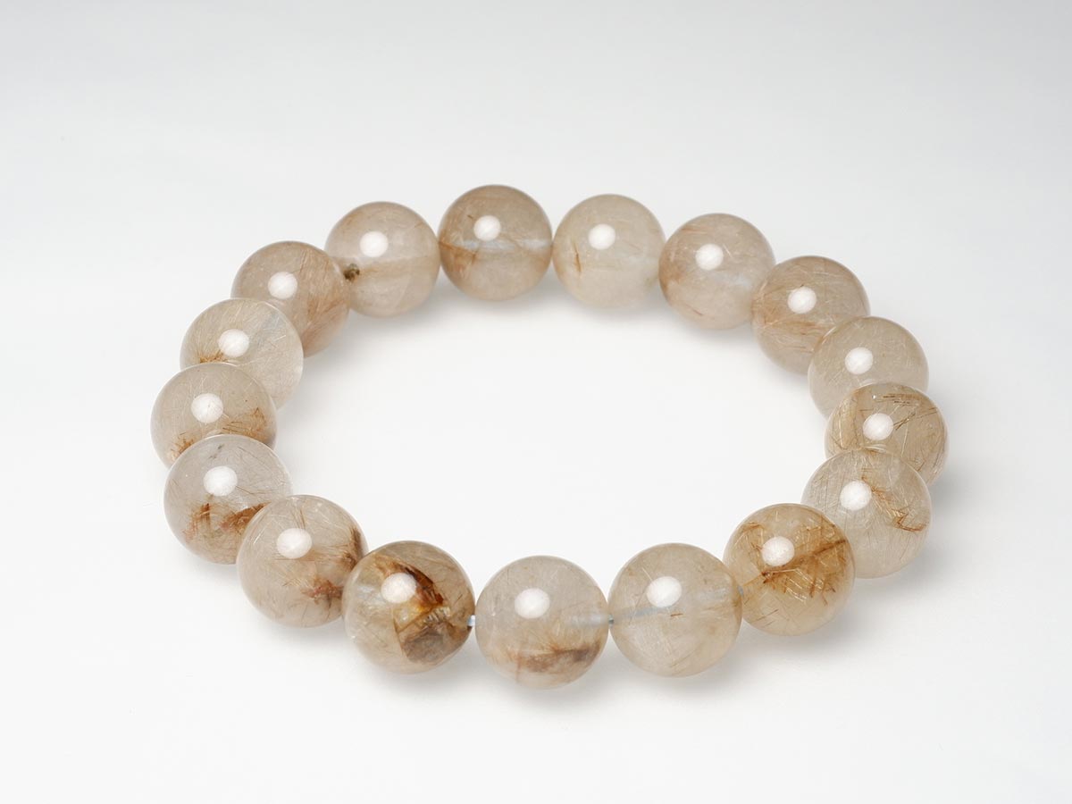 プラチナルチルクォーツ ブレスレット 13mm 一点物 111-29757 [sold