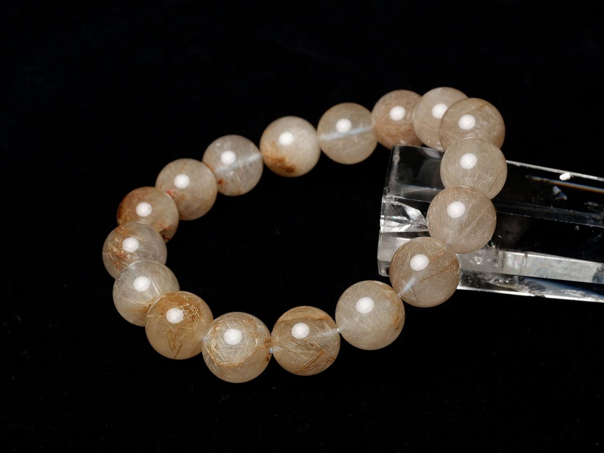 プラチナルチルクォーツ ブレスレット 13mm 一点物 111-29757 [sold