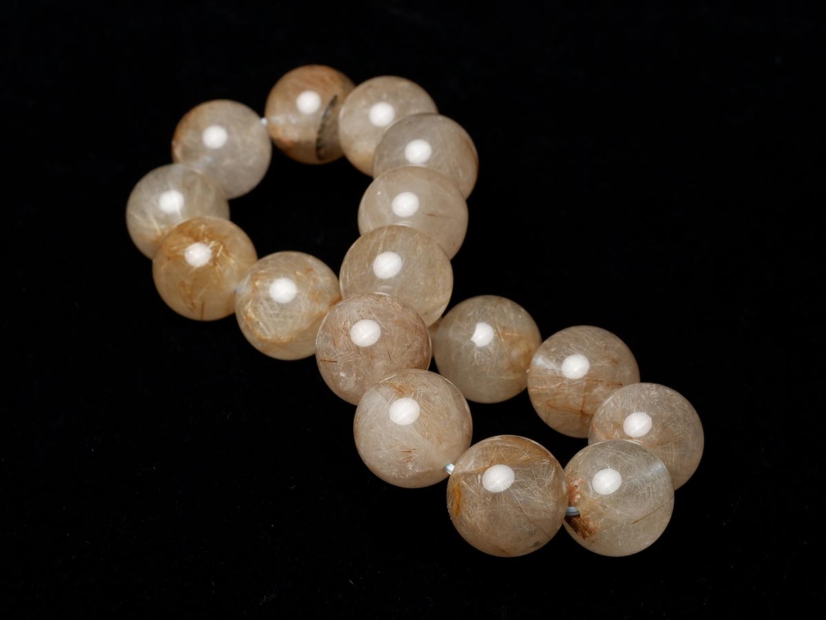 プラチナルチルクォーツ ブレスレット 13mm 一点物 111-29757 [sold