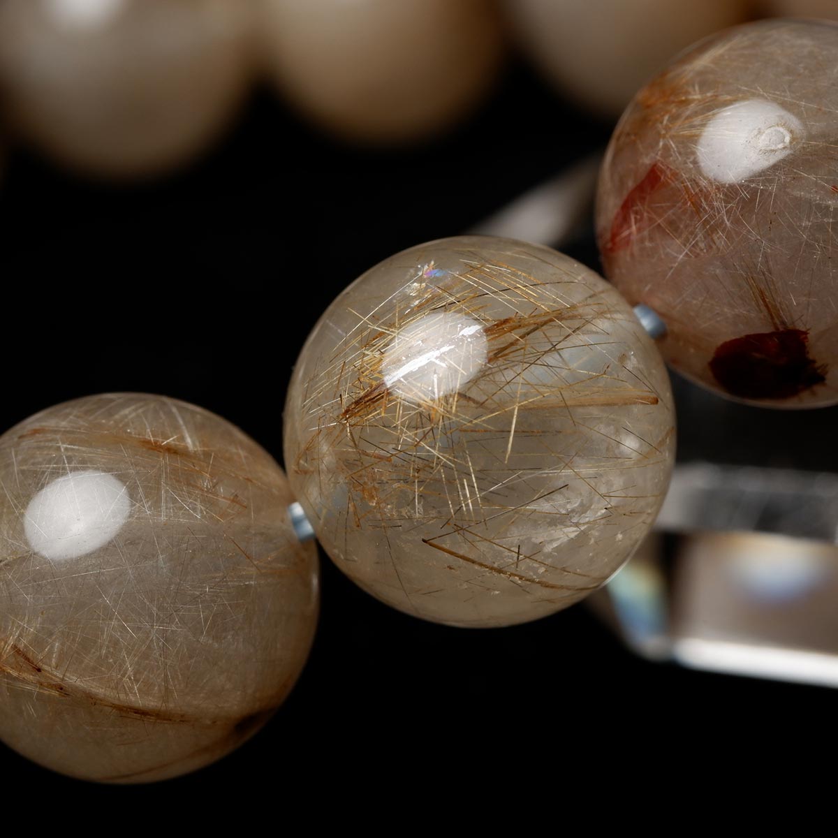 プラチナルチルクォーツ ブレスレット 13mm 一点物  111-29760