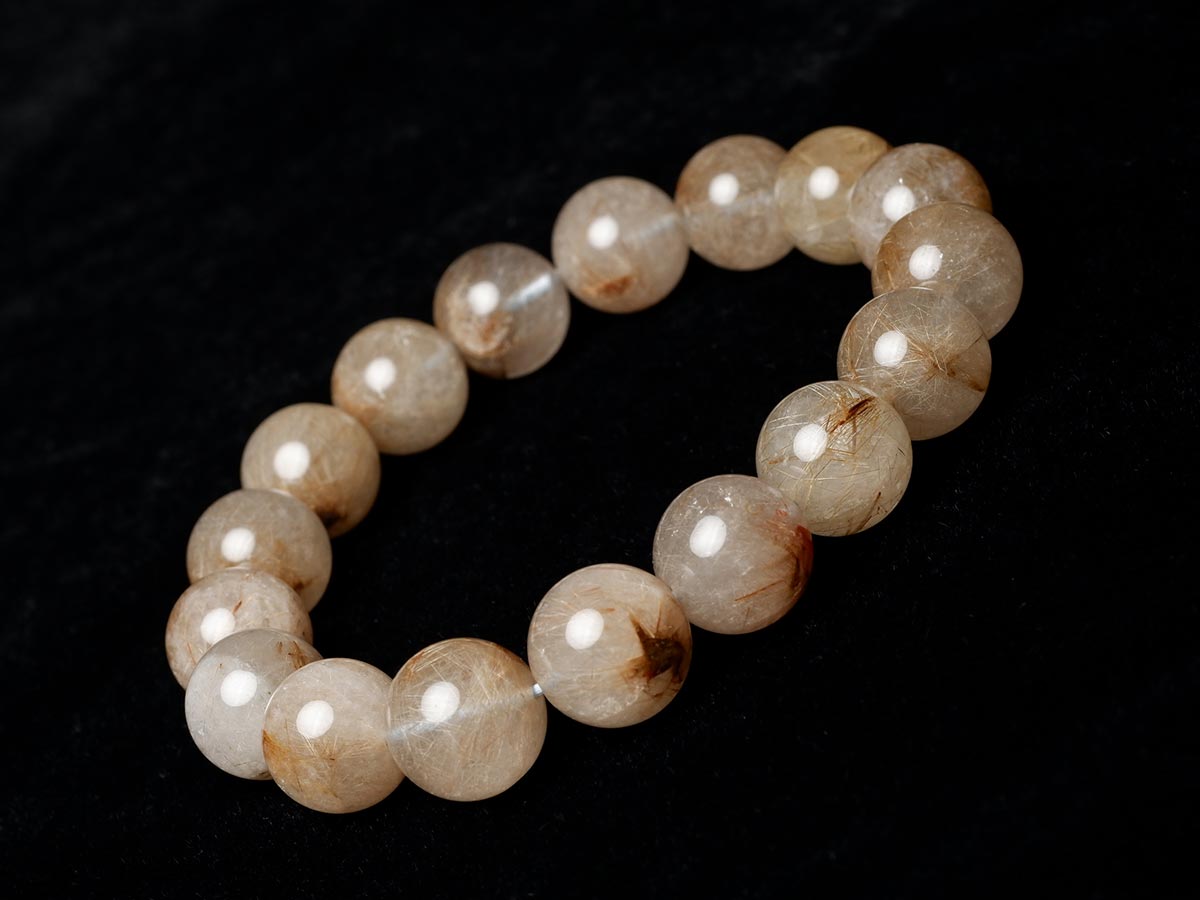 プラチナルチルクォーツ ブレスレット 13mm 一点物  111-29760