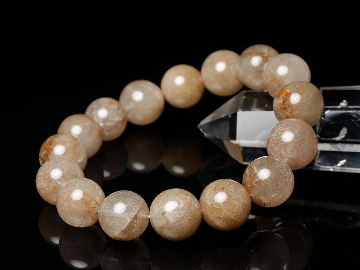 プラチナルチルクォーツ ブレスレット 13mm 一点物  111-29762