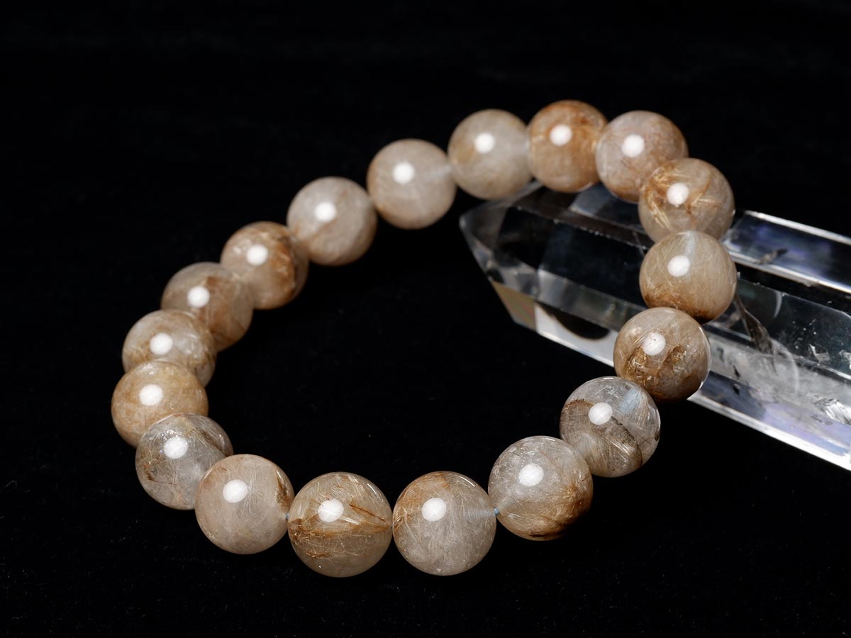 プラチナルチルクォーツ ブレスレット 12mm 一点物  111-29773