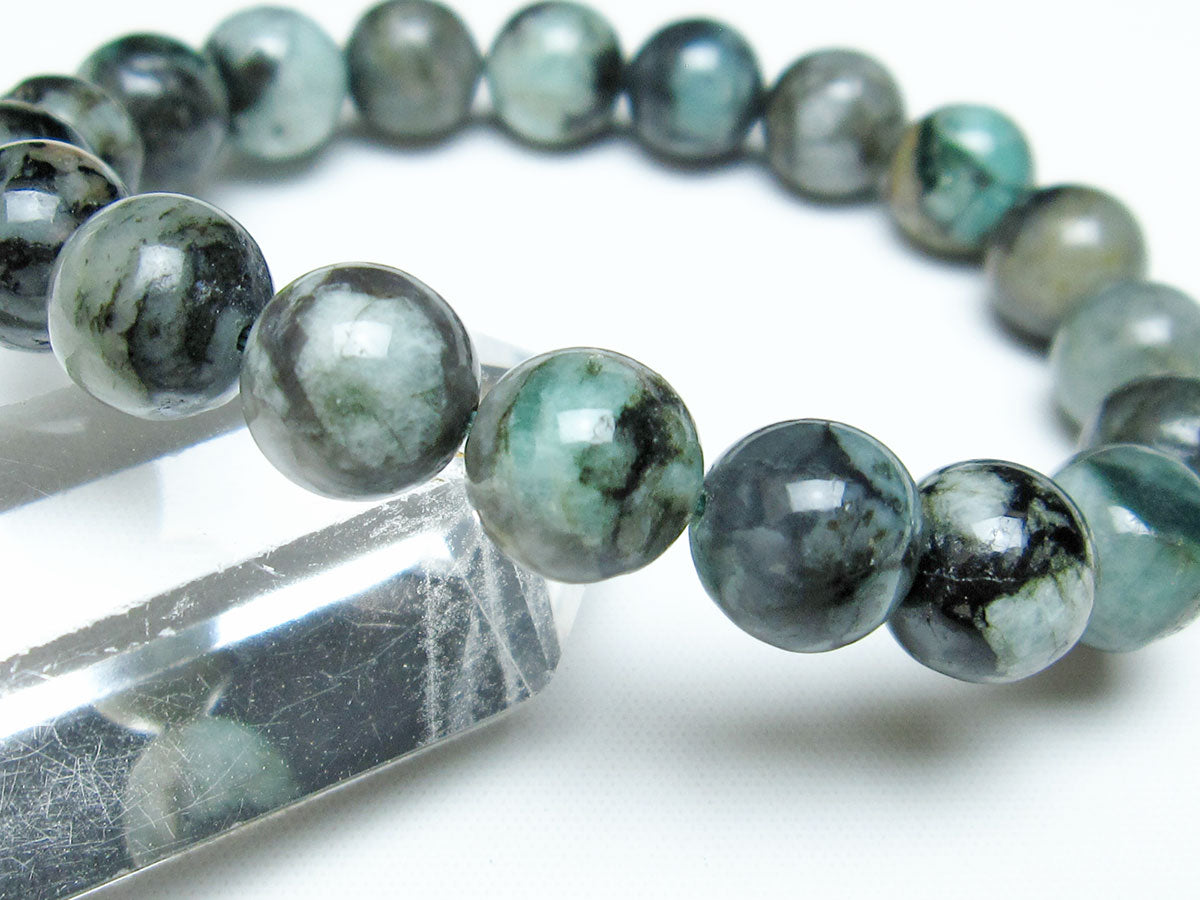 エメラルド ブレスレット 11mm メンズ レディース 一点物 メール便可 [M便 1/10] 111-32896