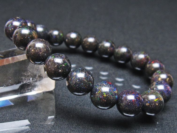 ブラックオパール ブレスレット 10mm 一点物  111-37887