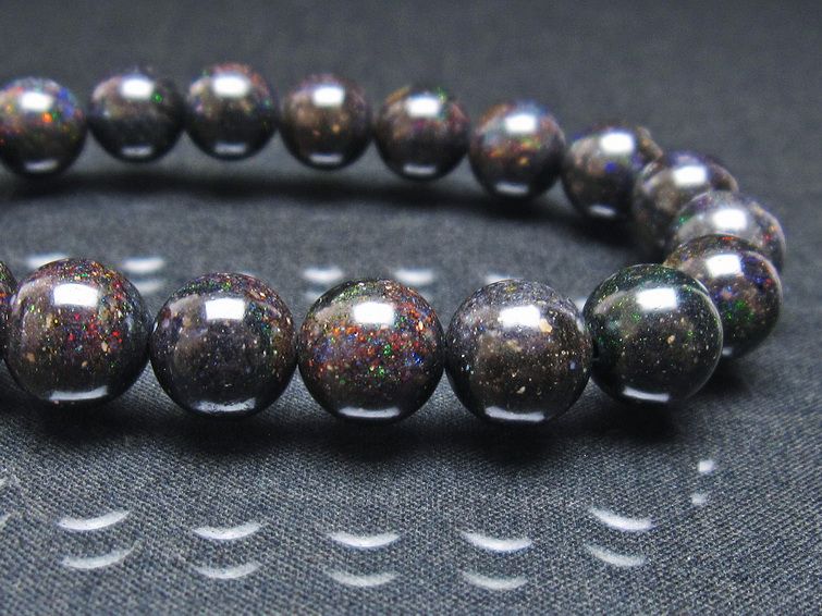 ブラックオパール ブレスレット 10mm 一点物  111-37887