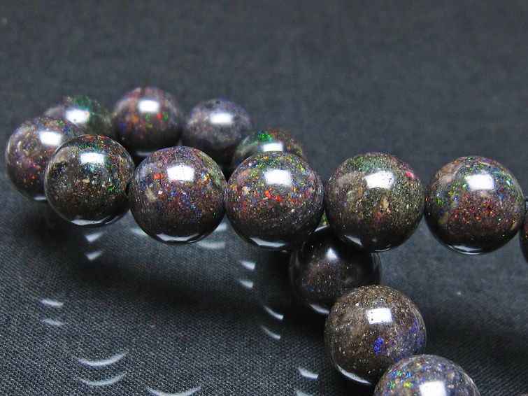ブラックオパール ブレスレット 11mm 一点物  111-37895