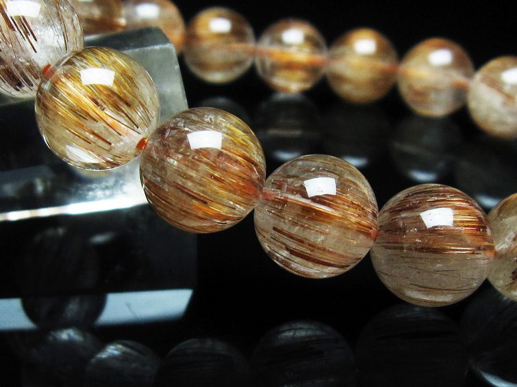 ルチルクォーツ ブレスレット キャッツアイ 12mm 一点物 111-38594