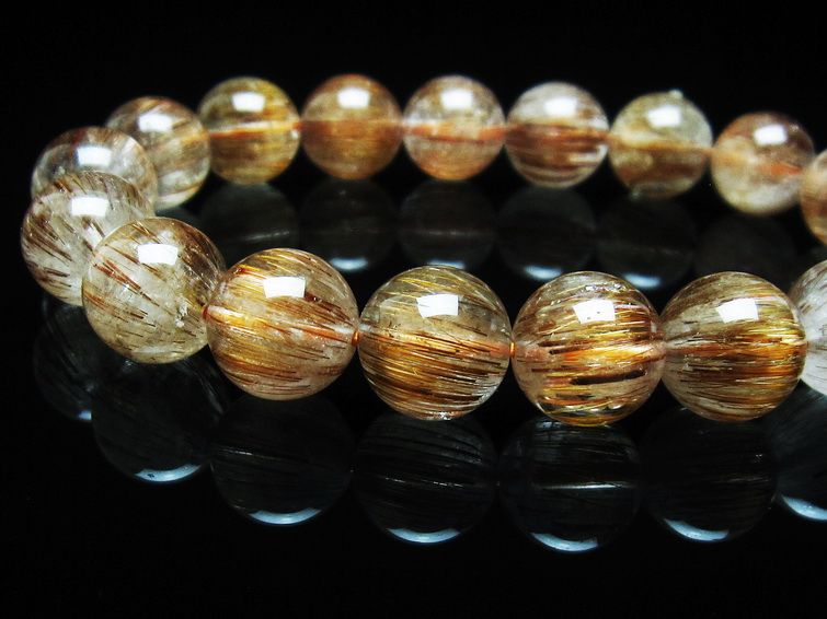 キャッツアイ ルチルクォーツ ブレスレット 12mm 一点物  111-38594