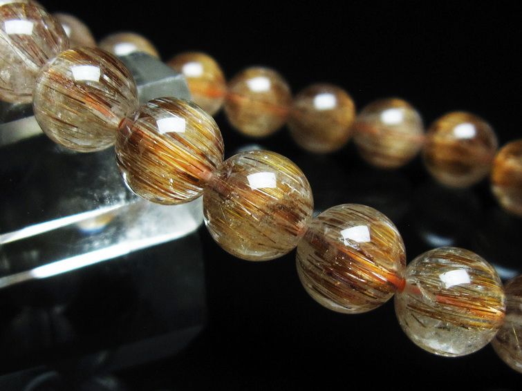 ルチルクォーツ ブレスレット キャッツアイ 10mm 一点物 111-38609