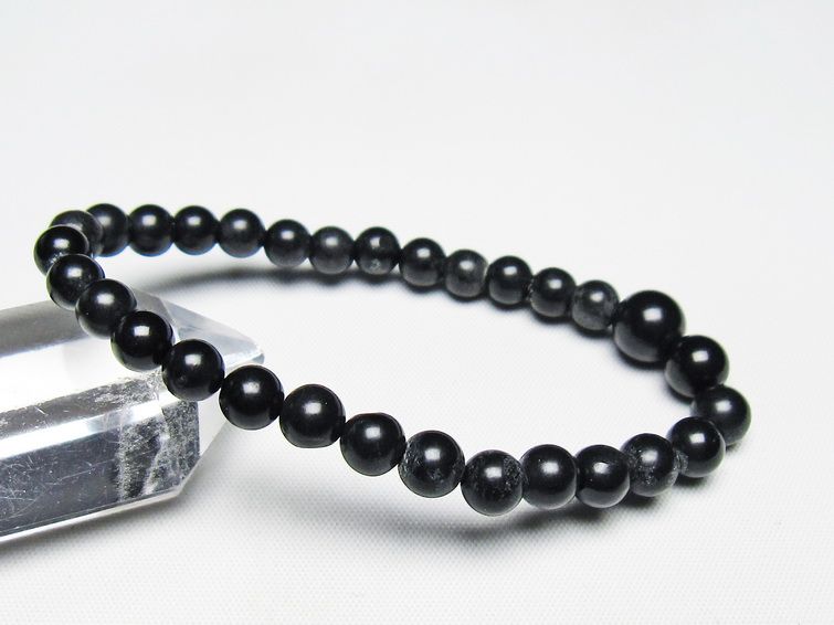 ブラックシリカ ブレスレット 6mm 一点物 メール便可 [M便 1/10] 111-39379