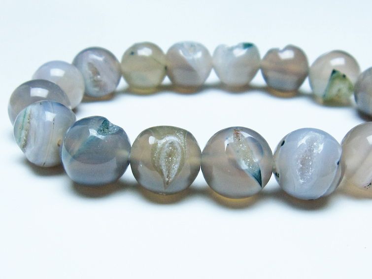 アゲート 笑口ブレスレット 12mm 一点物 メール便可 [M便 1/10] 111-39587 【sold out】