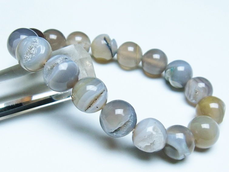 アゲート 笑口 瑪瑙 ブレスレット 12mm 一点物 メール便可 [M便 1/10] 111-39593 【sold out】