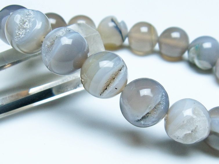 アゲート 笑口 瑪瑙 ブレスレット 12mm 一点物 メール便可 [M便 1/10] 111-39593 【sold out】