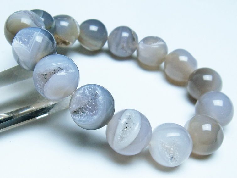 アゲート 笑口 瑪瑙 ブレスレット 14mm 一点物 メール便可 [M便 1/10] 111-39596 【sold out】