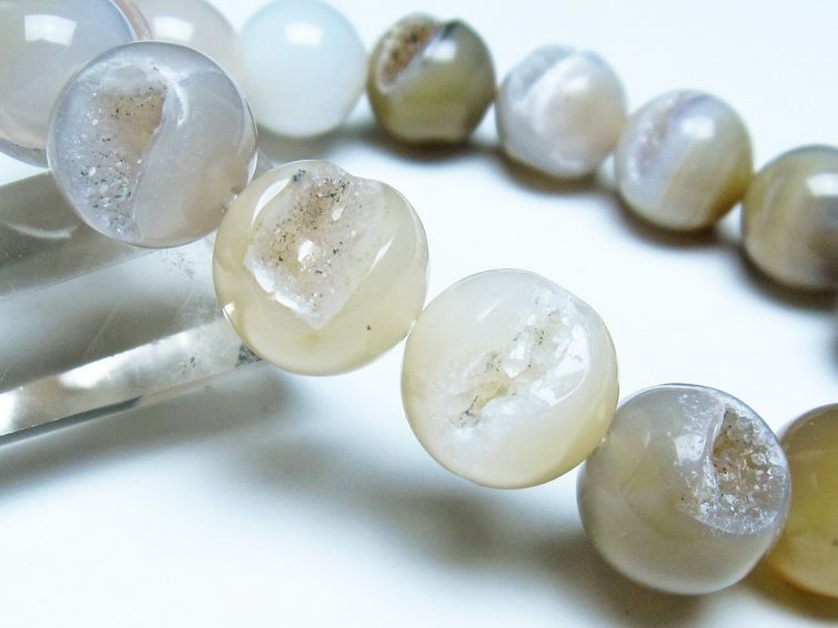 アゲート 笑口 瑪瑙 ブレスレット 14mm 一点物 メール便可 [M便 1/10] 111-39604