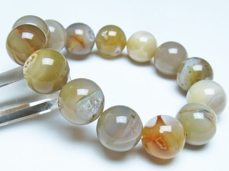 アゲート 笑口ブレスレット 16mm 一点物 メール便可 [M便 1/10] 111-39620